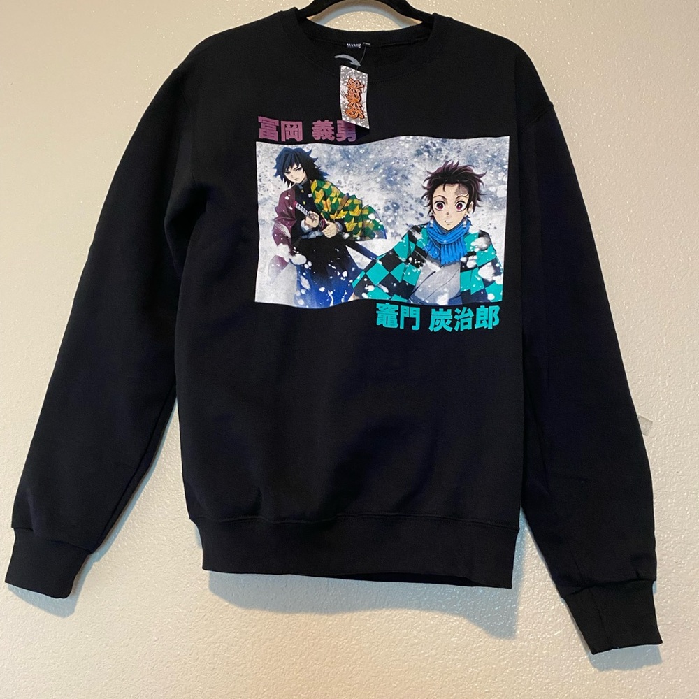 Demon Slayer Black Anime Graphic Men's Sweater Size S/P